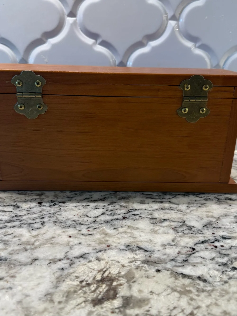 Vintage Wooden Desk Organizer Mail Sorter Letter Holder Hinged Lid Slanted Box